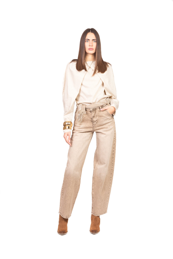 Imperial - Blusa in cotone gessata manica palloncino Art. COQ8LMG