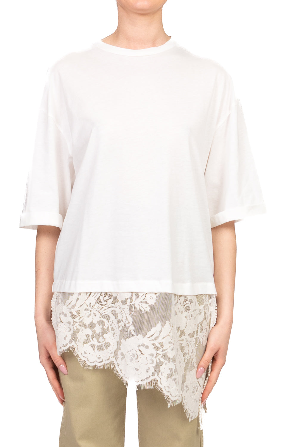 Tensione In - T-shirt over con inserto pizzo Art. S26M665