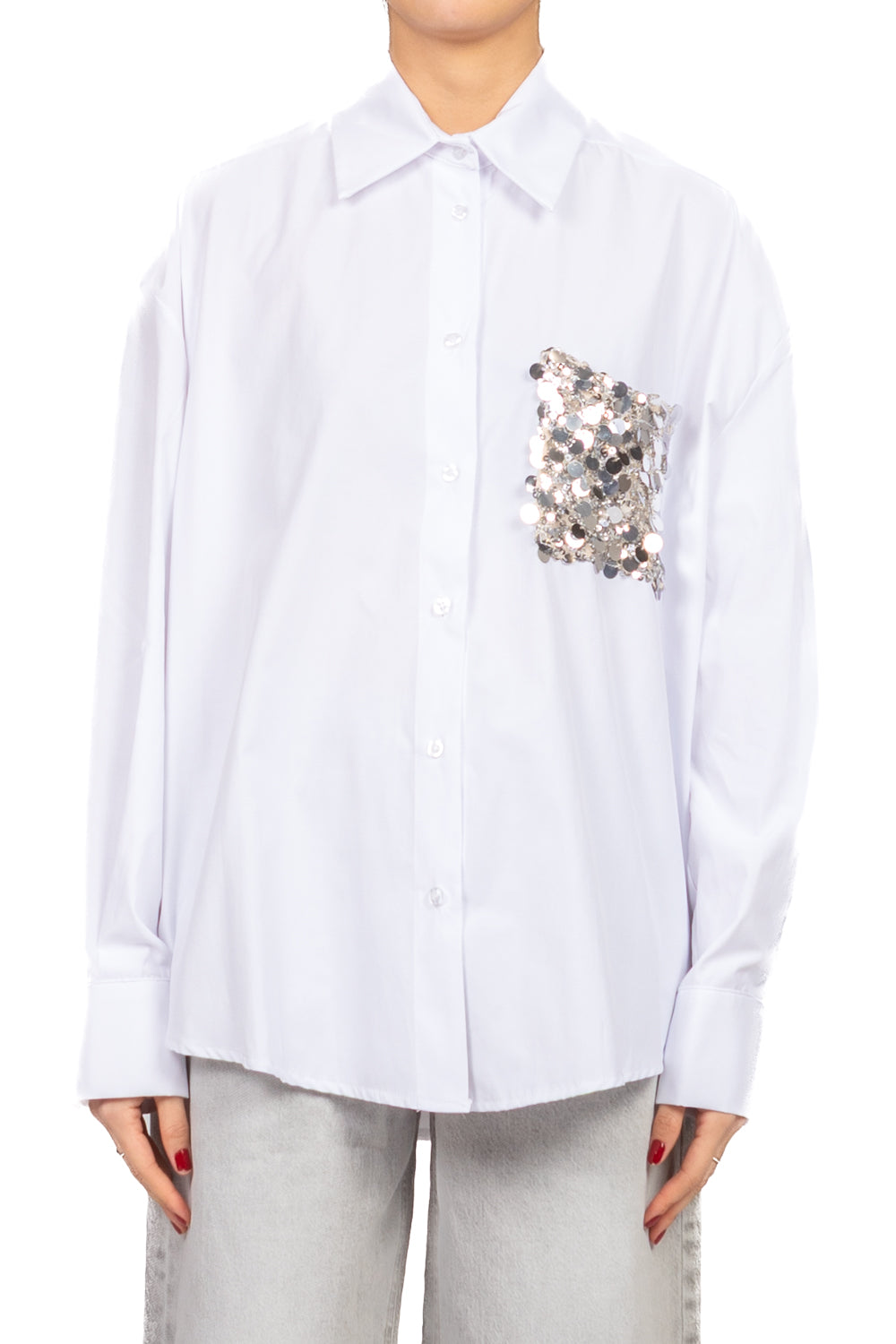 Tensione In - Camicia over taschino paillettes Art. PE260048