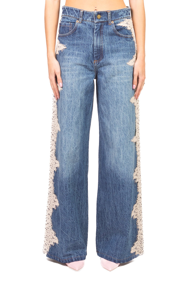 Tensione In - Jeans palazzo profilo pizzo Art. CP870