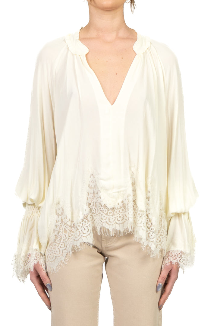 Tensione In - Blusa scollo V intarsi pizzo Art. S26C533