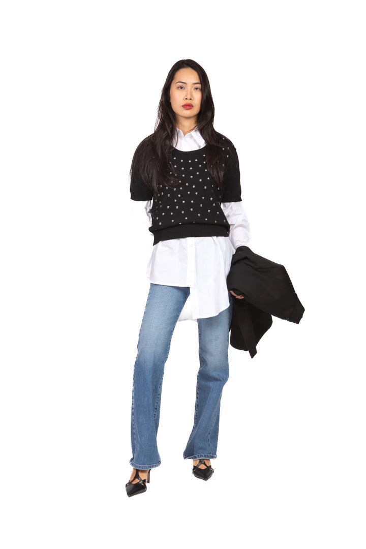 Vicolo - Maglia mezza manica con borchie Art.7AB7040