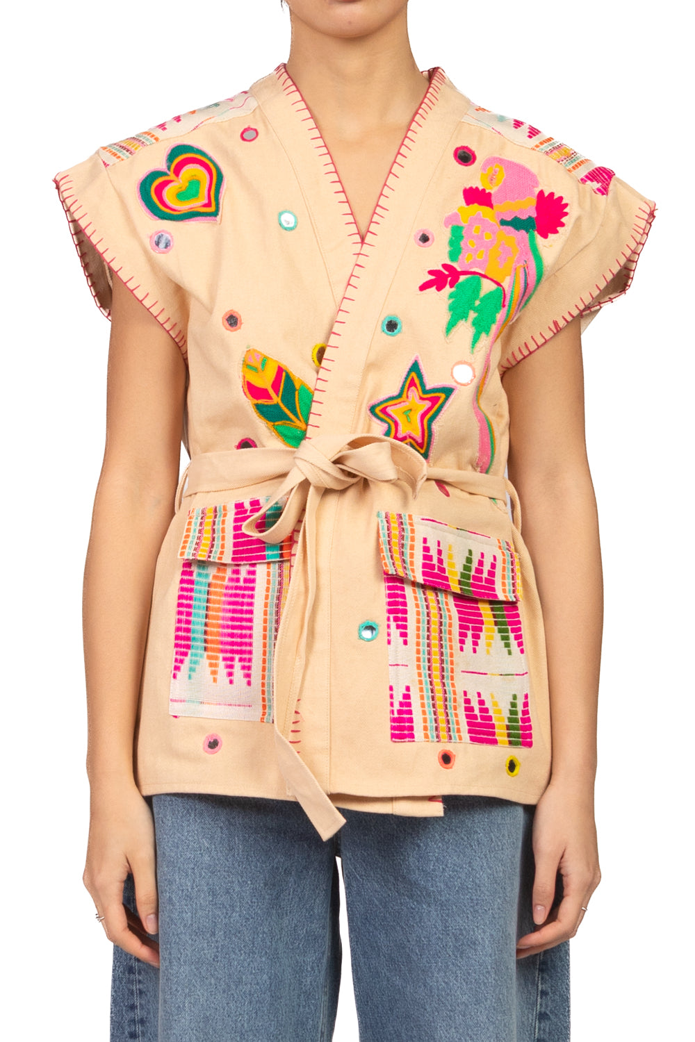 Emunà - Gilet ricamo con fusciacca Art. 160220