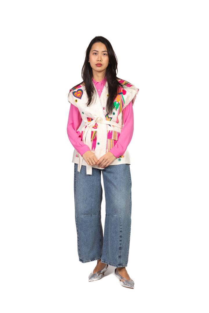 Emunà - Gilet ricamo con fusciacca Art. 160220