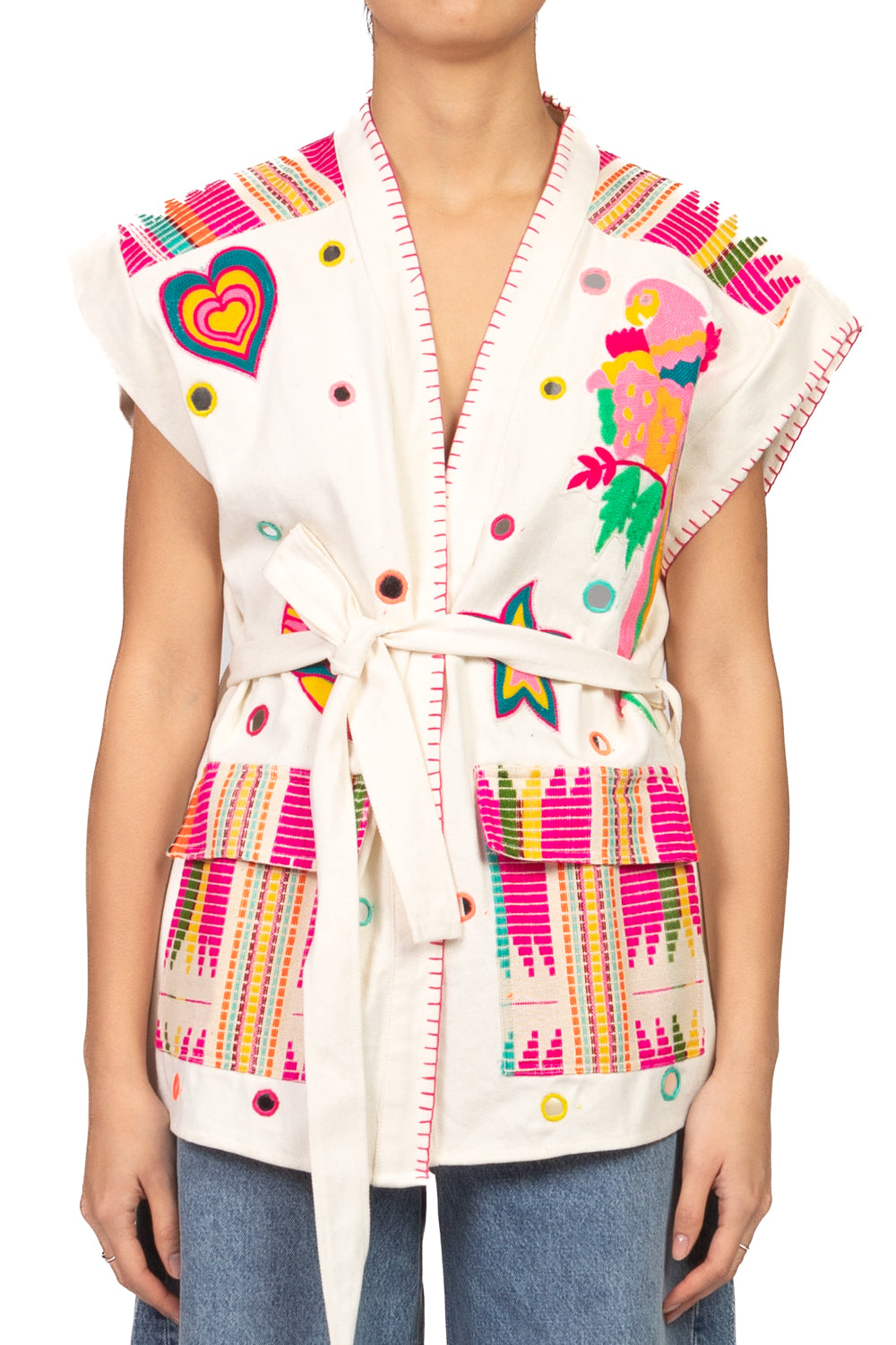 Emunà - Gilet ricamo con fusciacca Art. 160220