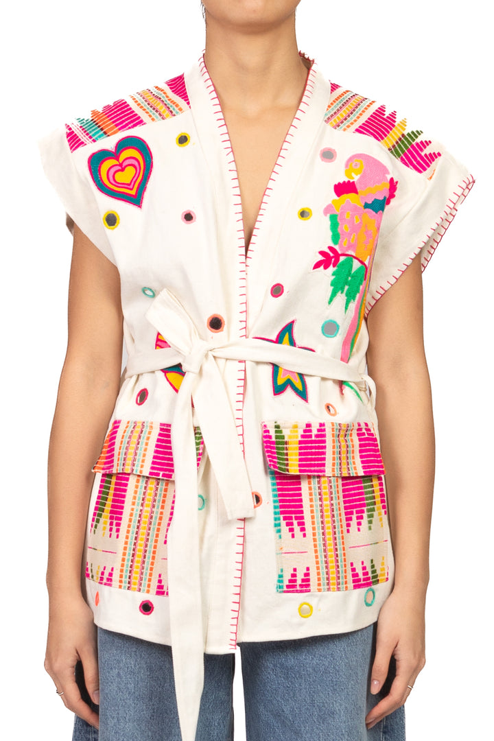 Emunà - Gilet ricamo con fusciacca Art. 160220