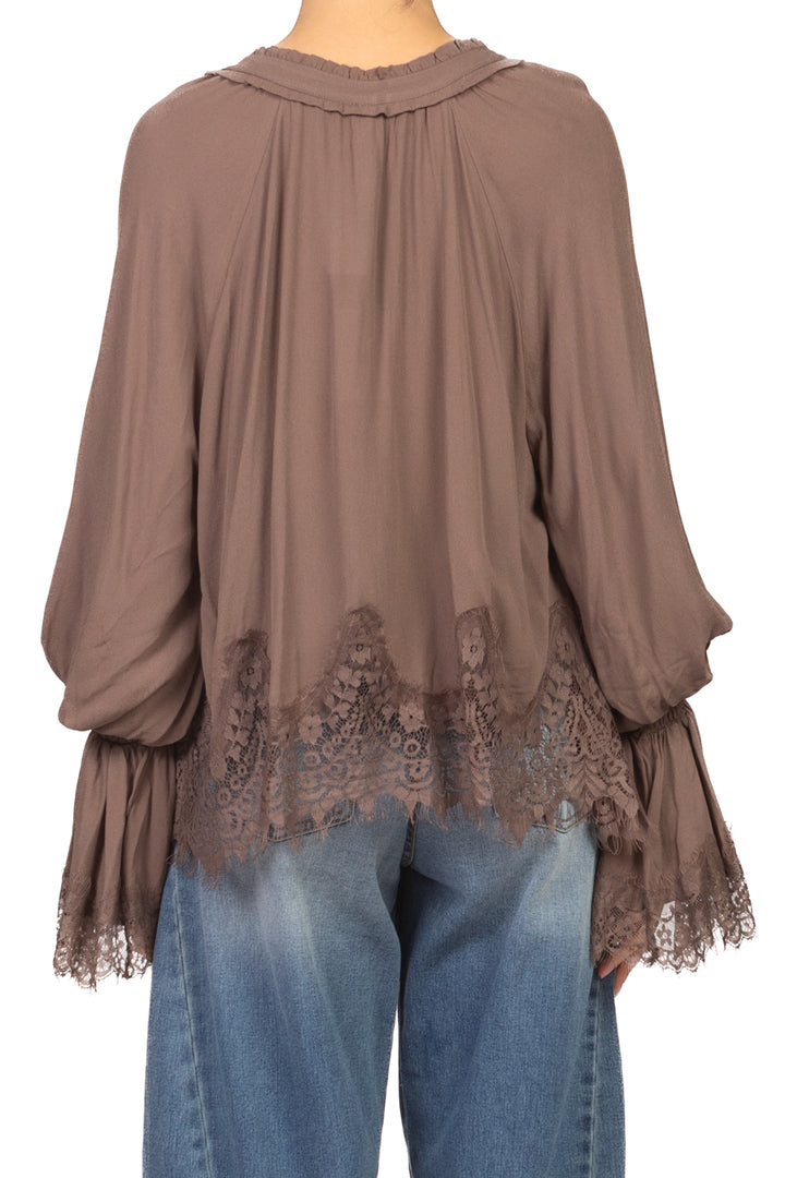 Tensione In - Blusa scollo V intarsi pizzo Art. S26C533