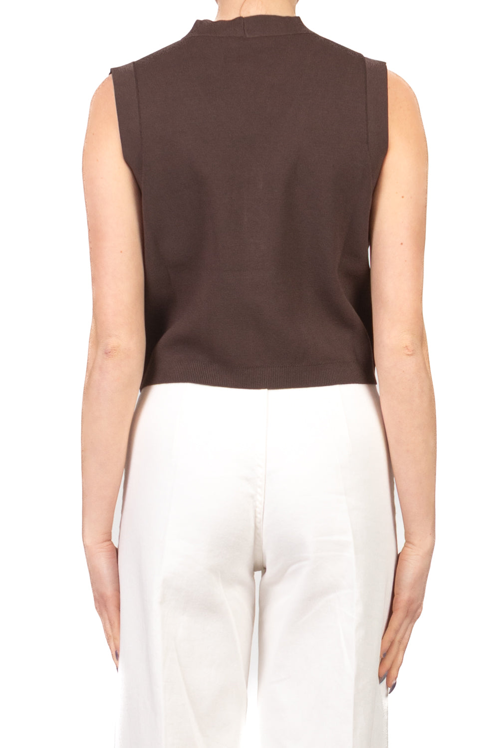 Vicolo - Gilet crop scollo v con taschini Art. 2AB2118