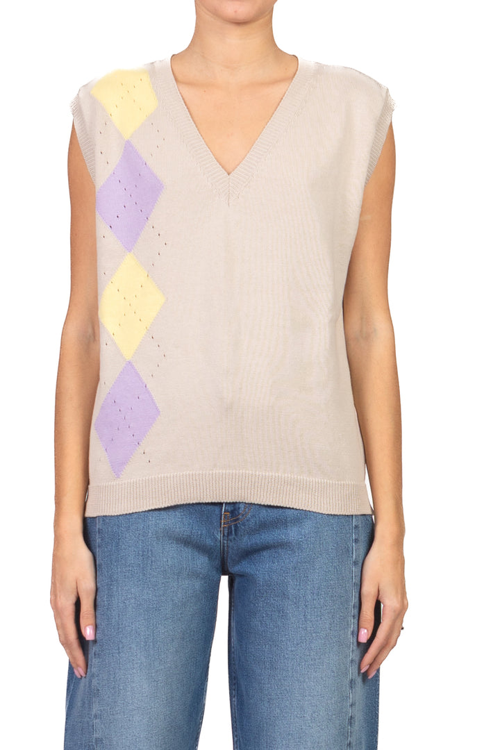 Vicolo - Gilet in maglia scollo v con rombi Art. 2AB2116