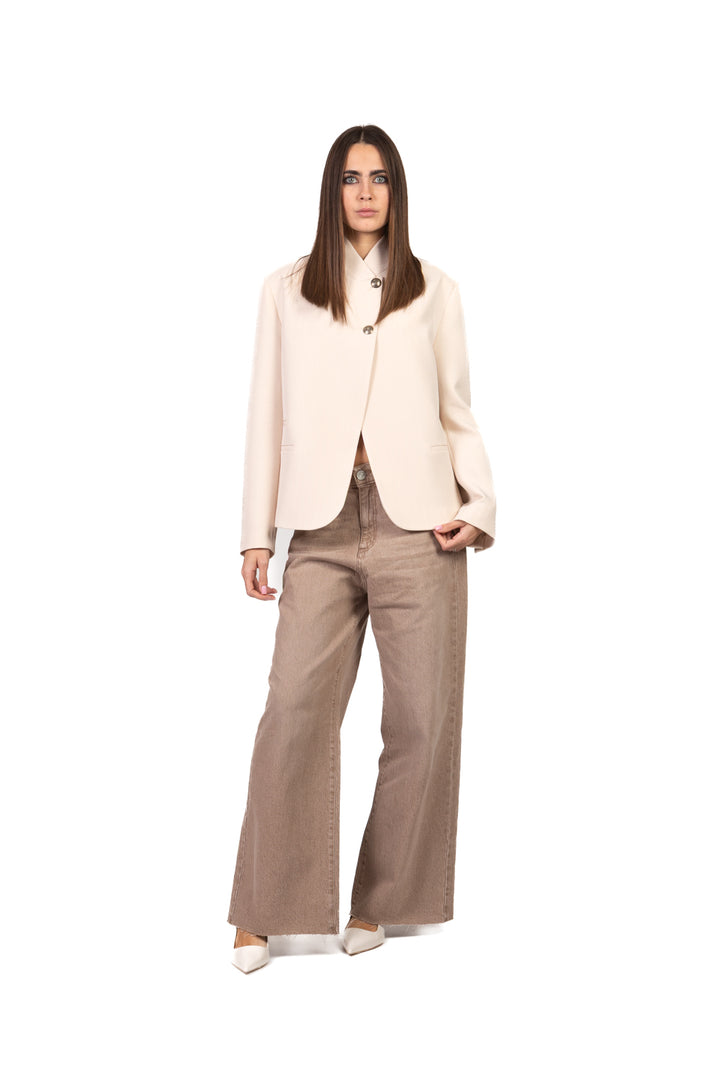 Vicolo - Giacca con abbottonatura asimmetrica gessata Art.TAB0963