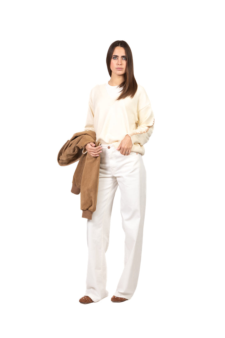 Emunà - Maglia scollo v cucitura a contrasto Art.160226