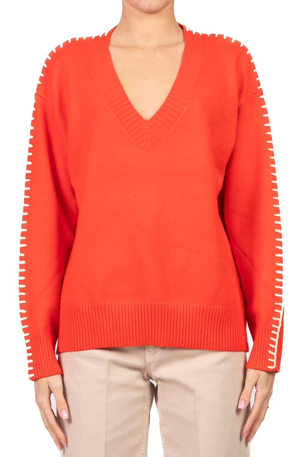 Emunà - Maglia scollo v cucitura a contrasto Art.160226