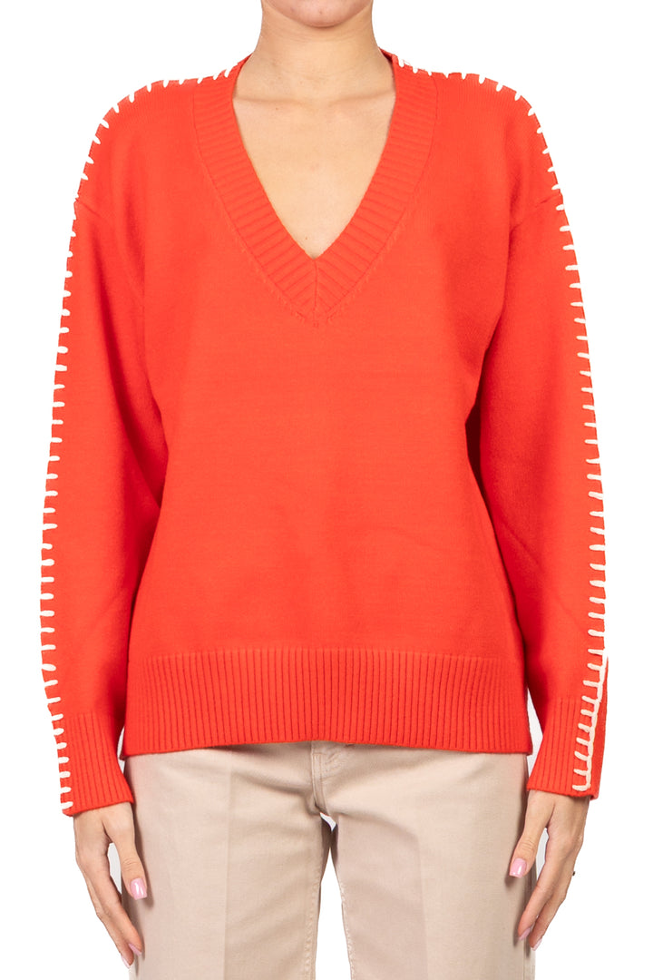 Emunà - Maglia scollo v cucitura a contrasto Art.160226