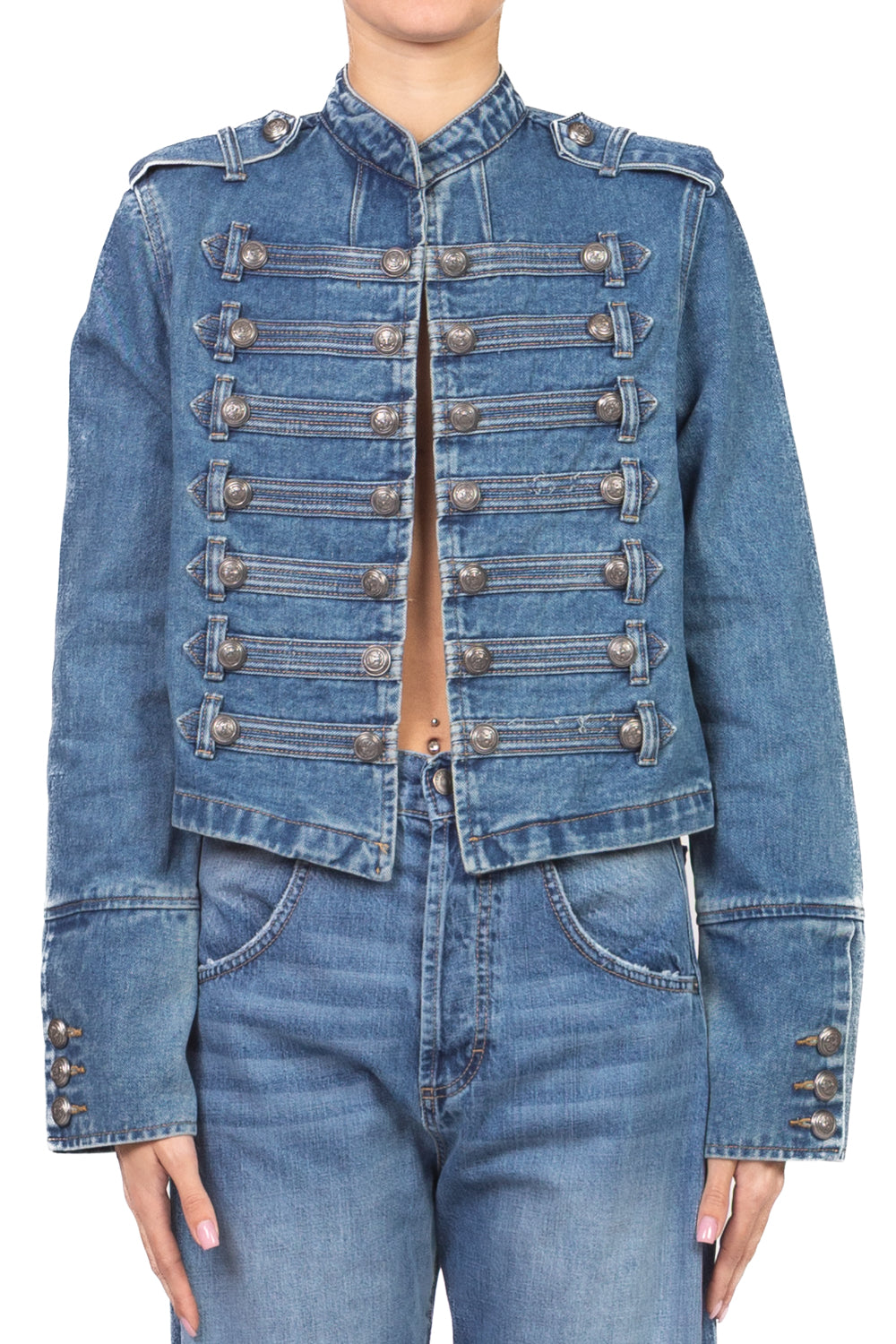 Tensione in - Giacca napoleone in denim Art. 38345
