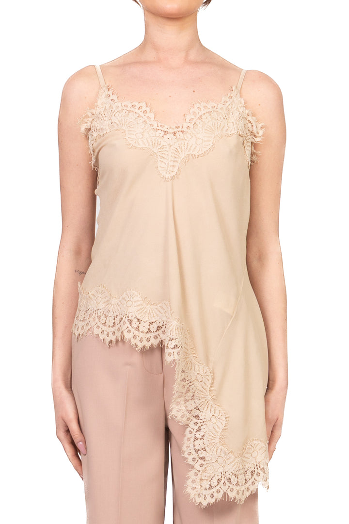 Tensione in - Top asimmetrico con pizzo Art. S26T482