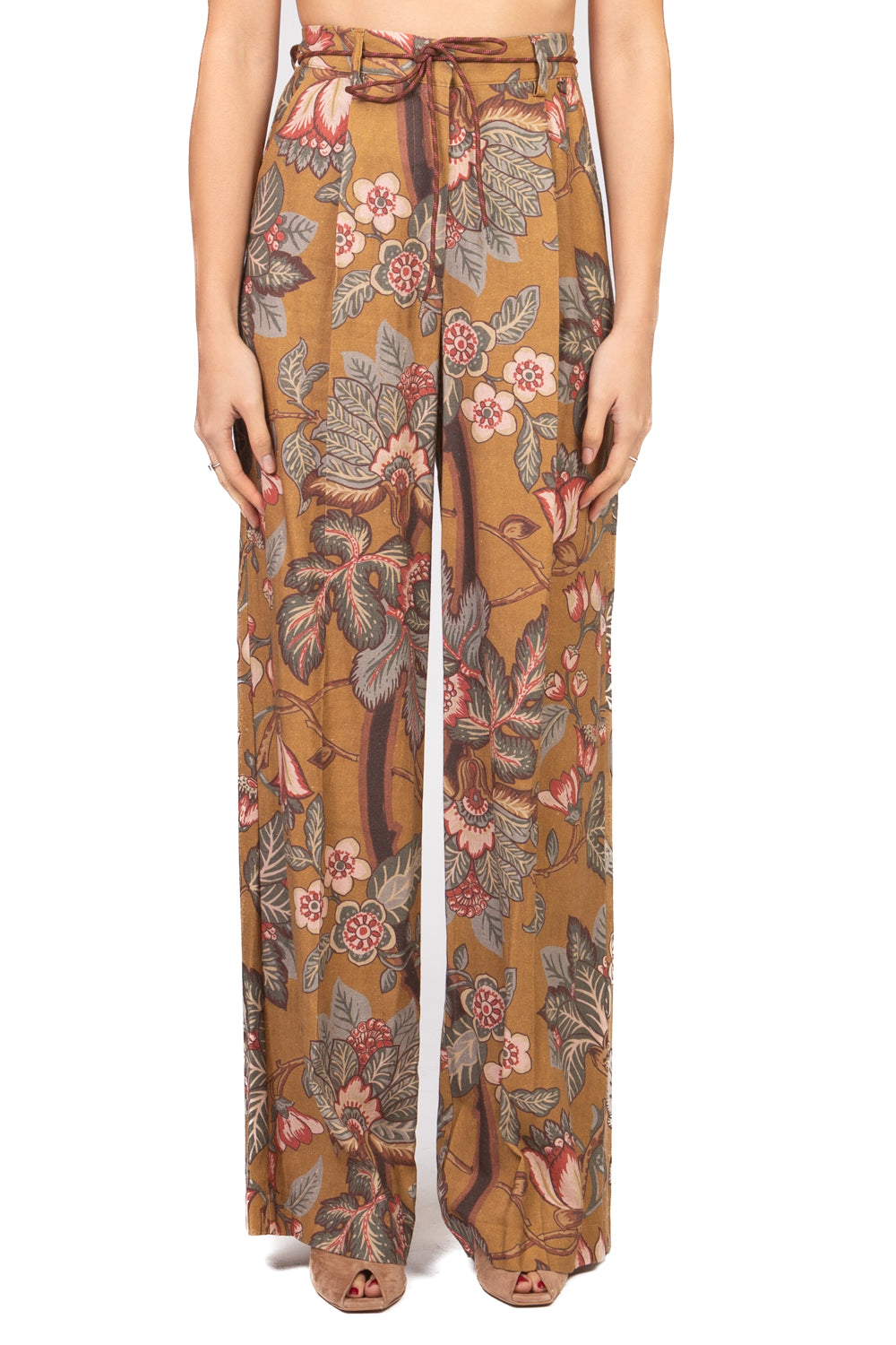 Dixie - Pantalone palazzo floreale misto lino Art. PDQE1ALCA