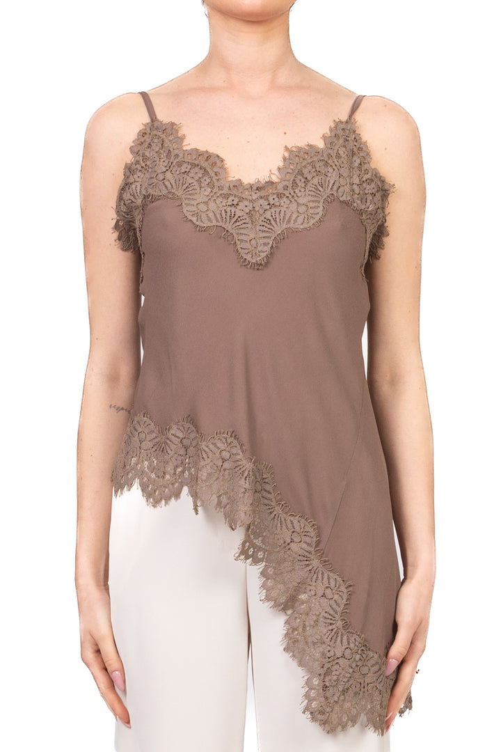 Tensione in - Top asimmetrico con pizzo Art. S26T482