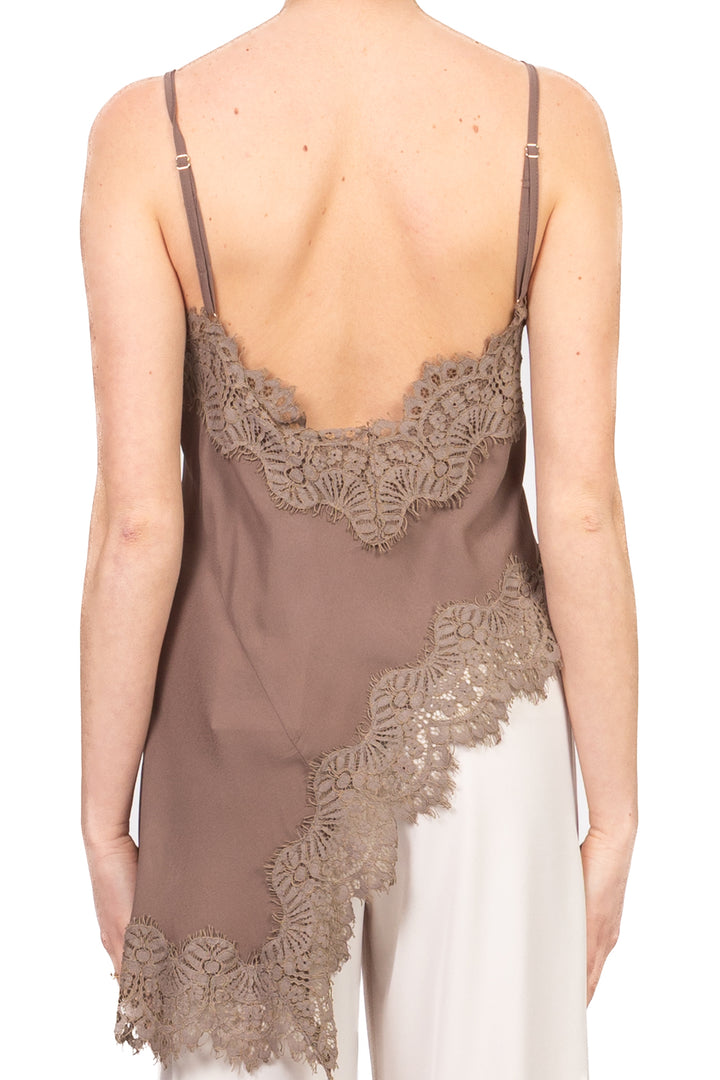 Tensione in - Top asimmetrico con pizzo Art. S26T482