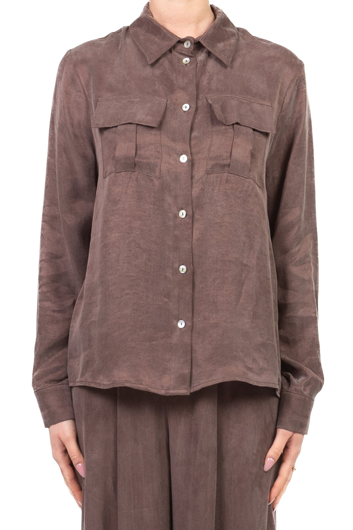 Tensione in - Camicia seta lavata con taschini Art. PE26-2275