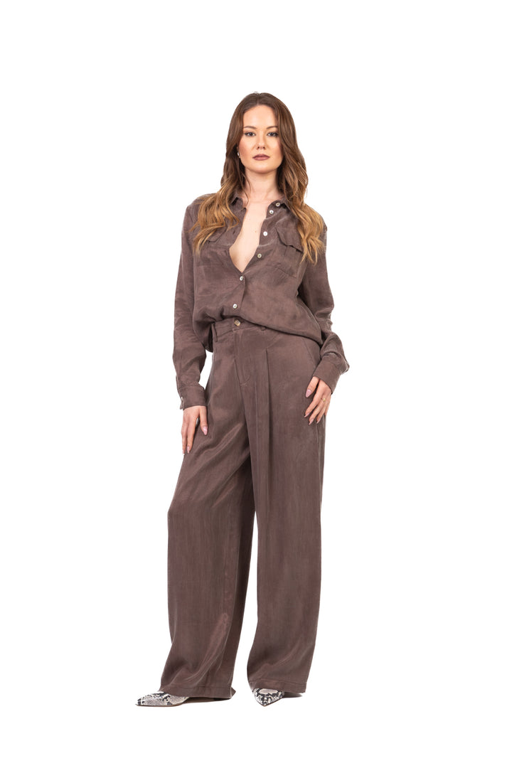 Tensione in - Pantalone palazzo seta lavata Art. PE26-4212