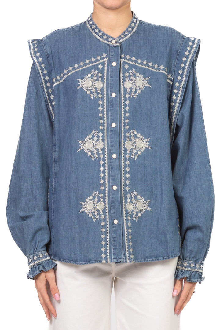 Tensione in - Camicia in denim ricamata Art. 38350