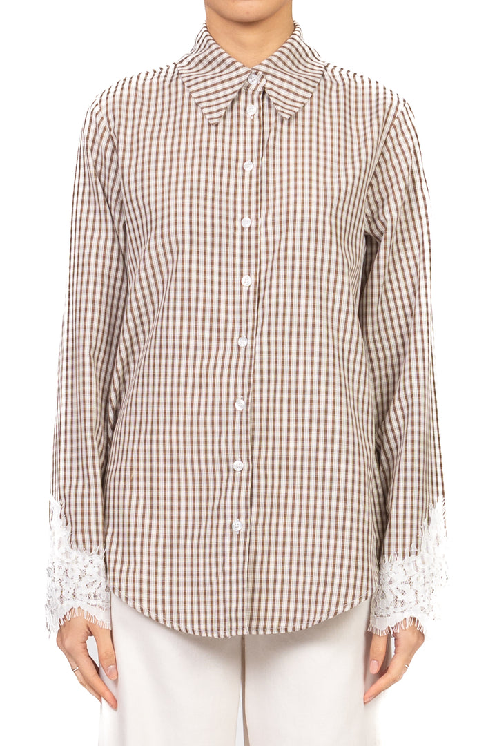 Vicolo - Camicia quadretti con polsini in pizzo Art. TAB1127