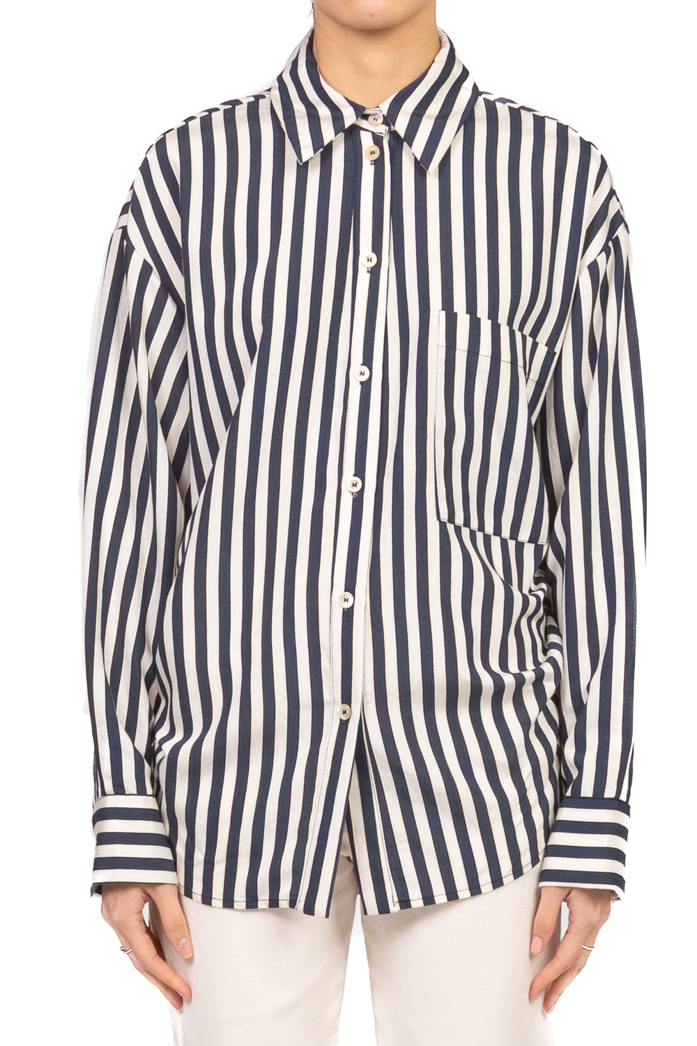 Tensione in - Camicia rigata arricciata Art. 38627