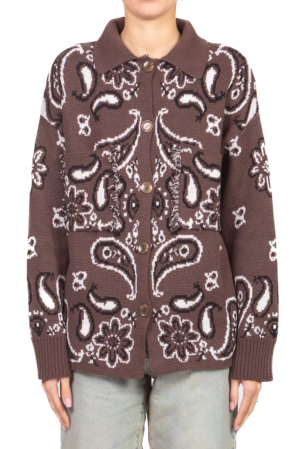 Tensione in - Cardigan fantasia bandana con colletto Art. P6HMG24A414