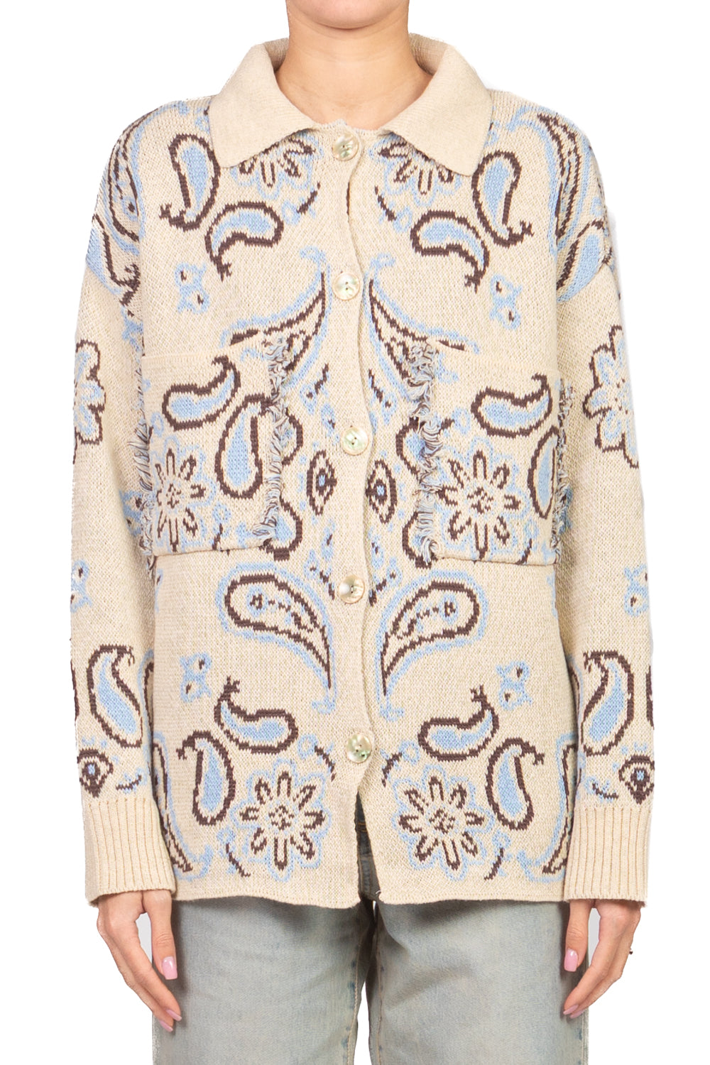 Tensione in - Cardigan fantasia bandana con colletto Art. P6HMG24A414