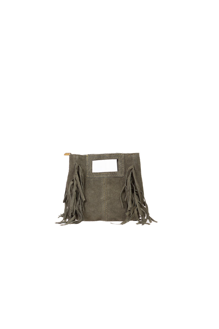 Upper - Borsa scamosciata mini con frange