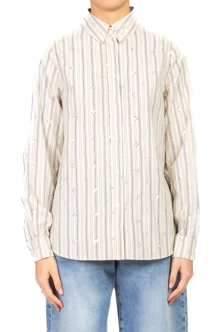 Dixie - Camicia gessata con applicazioni Art. C152A121X