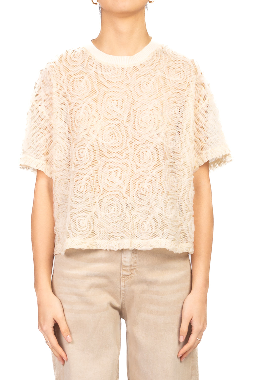 Have One - T- shirt retata con ricami in tulle Art. MNO-Q027