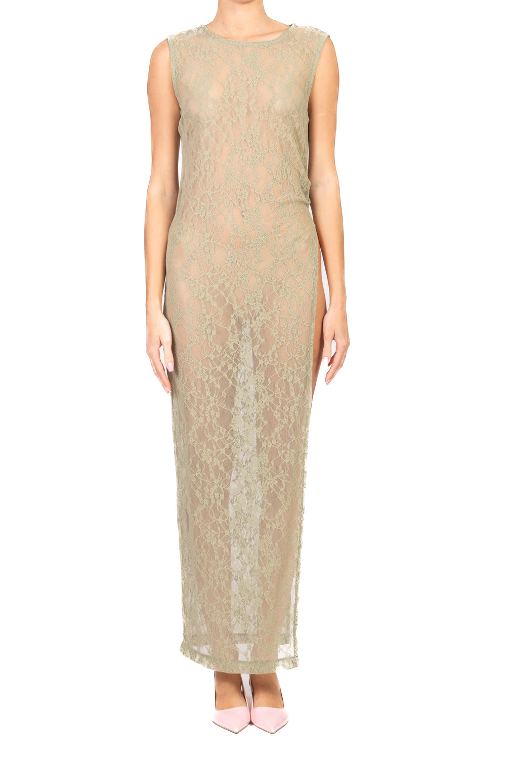 Tensione In - Abito in pizzo spacco laterale Art. PE260095