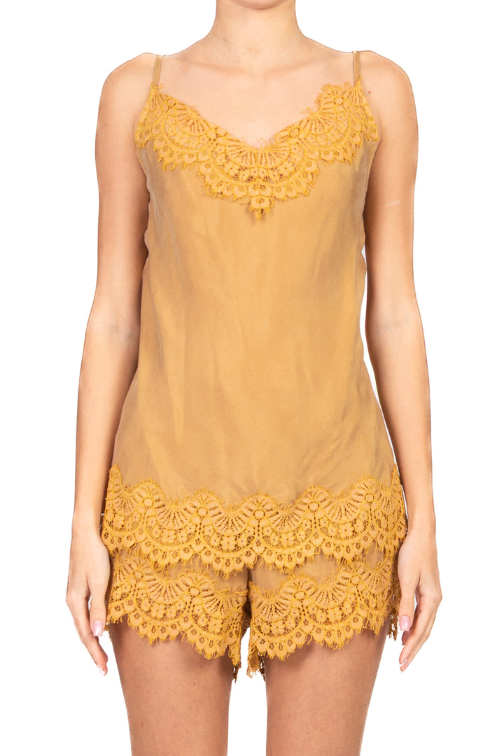 Tensione In - Top cupro intarsi pizzo Art. 38863