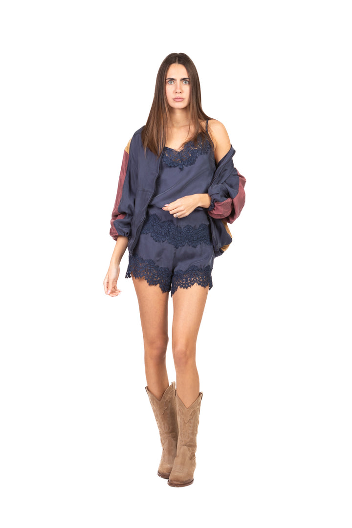 Tensione In - Top cupro intarsi pizzo Art. 38863