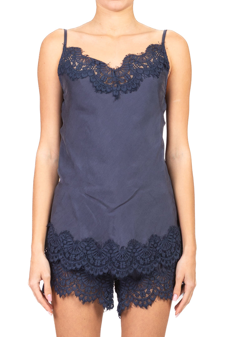 Tensione In - Top cupro intarsi pizzo Art. 38863