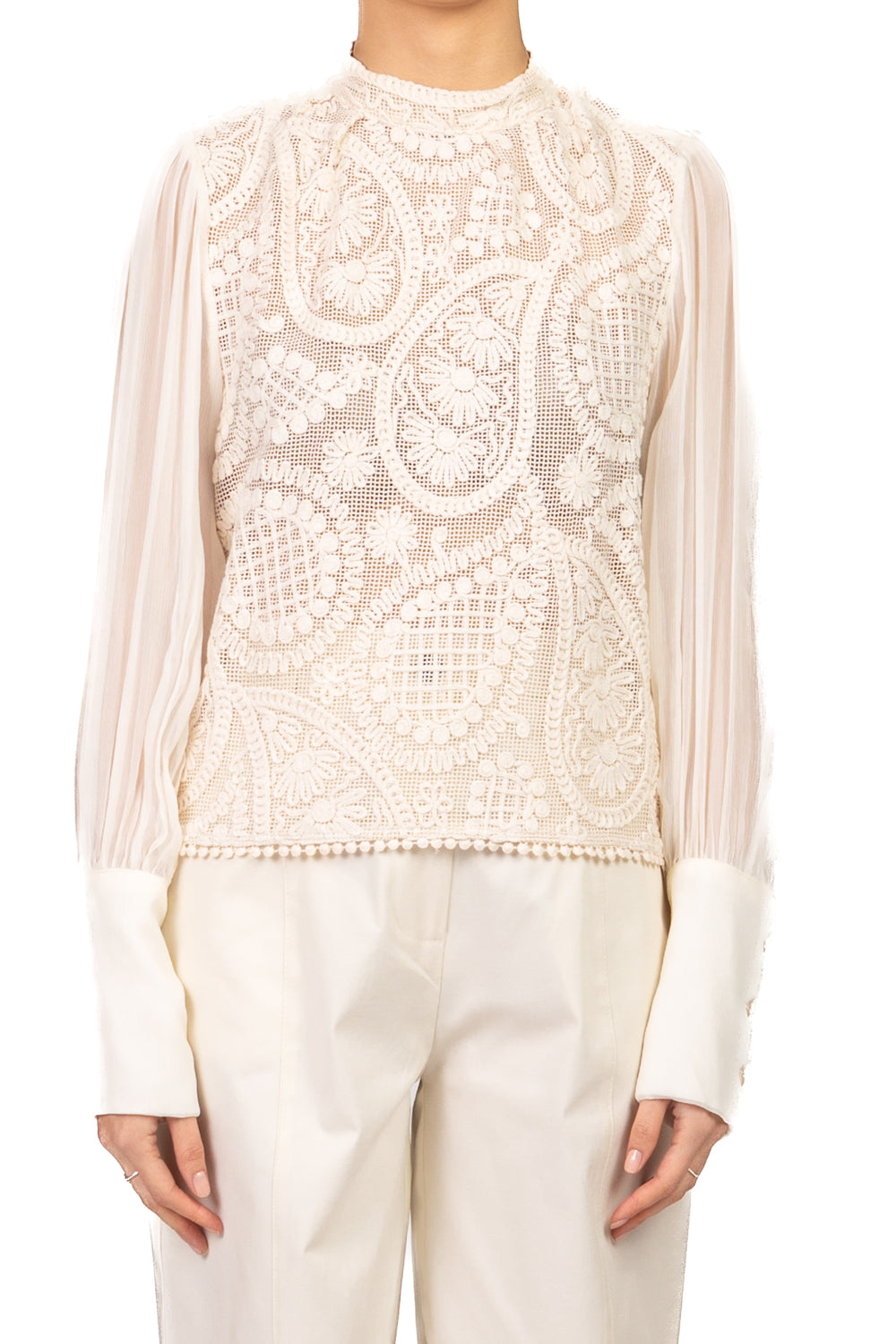 Tensione In - Blusa san gallo mezzo collo Art. 118T