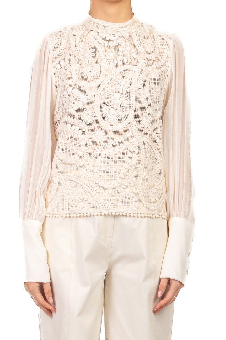 Tensione In - Blusa san gallo mezzo collo Art. 118T