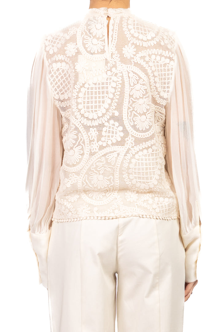 Tensione In - Blusa san gallo mezzo collo Art. 118T