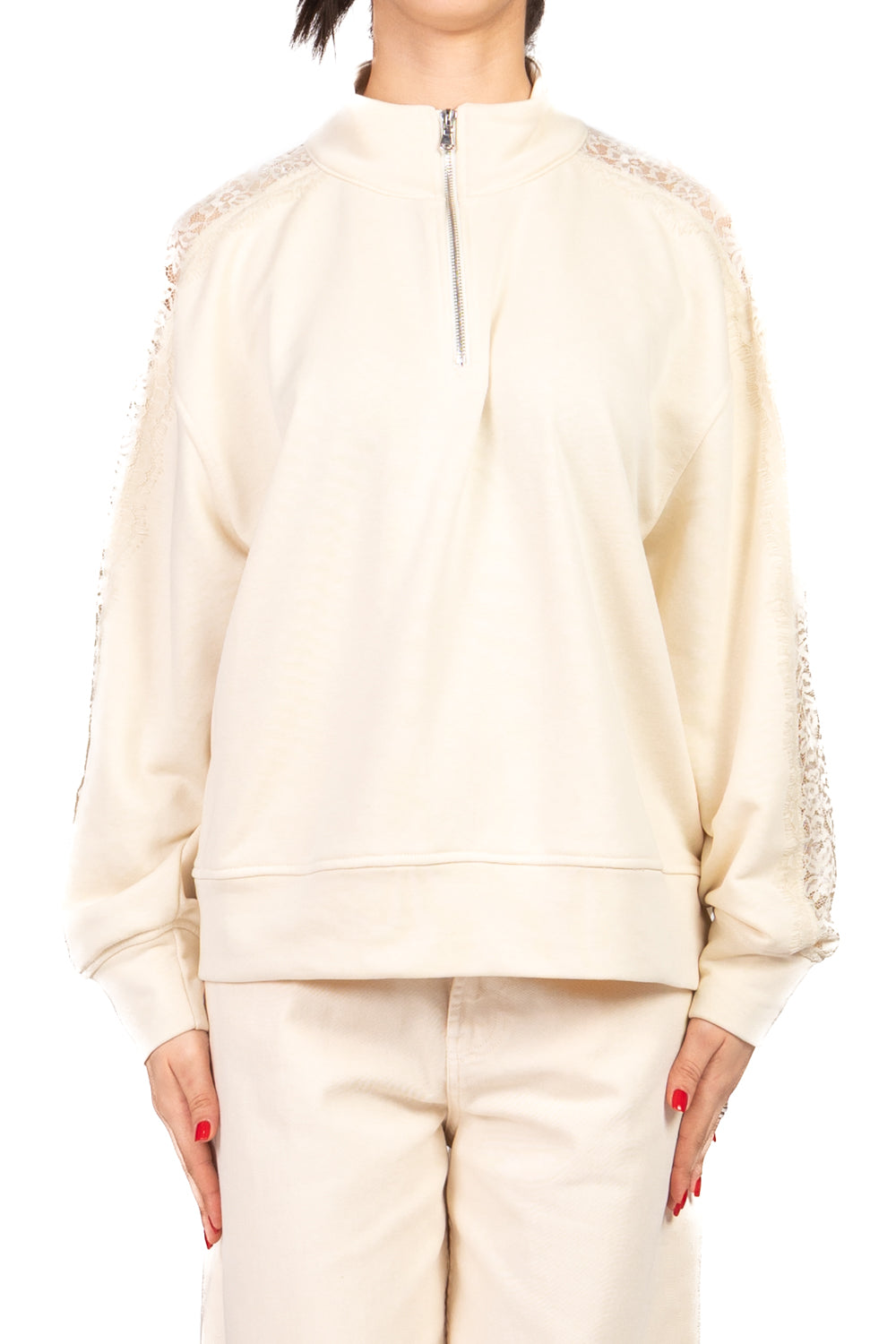 Dixie - Felpa maniche inserti pizzo Art. F648A036