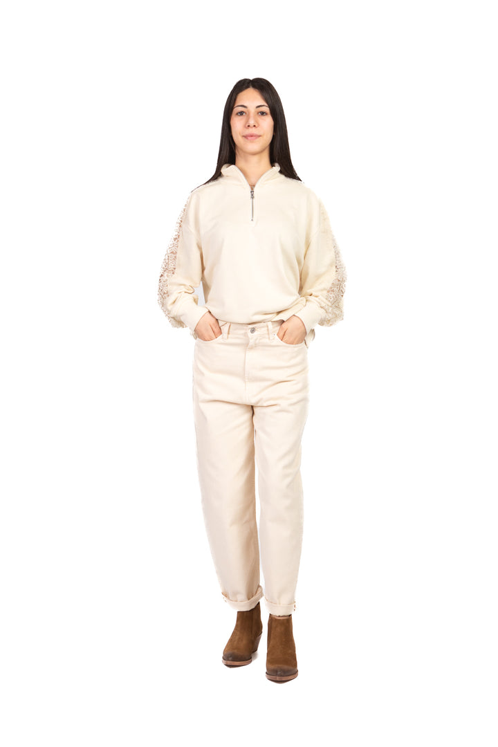 Dixie - Felpa maniche inserti pizzo Art. F648A036