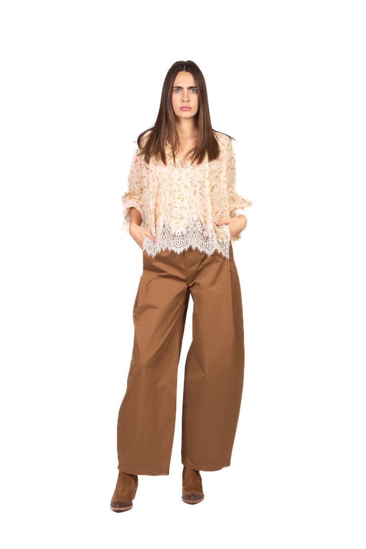 Tensione In - Blusa floreale intarsi pizzo Art. S26C621