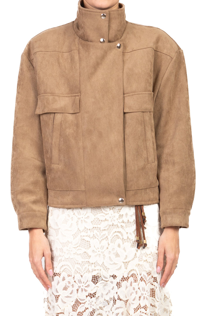 Tensione In - Bomber scamosciato con taschini Art. PE260109