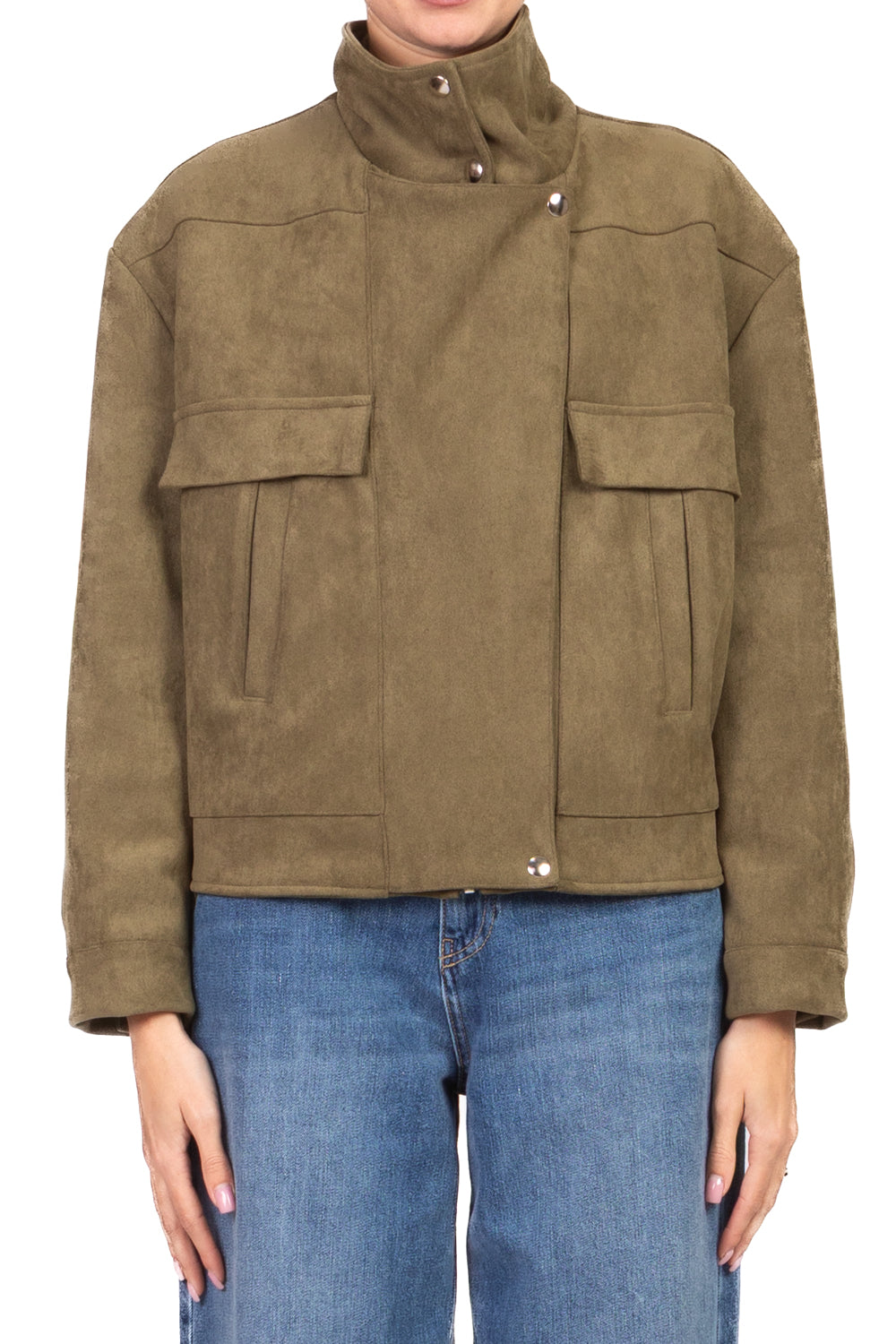 Tensione In - Bomber scamosciato con taschini Art. PE260109