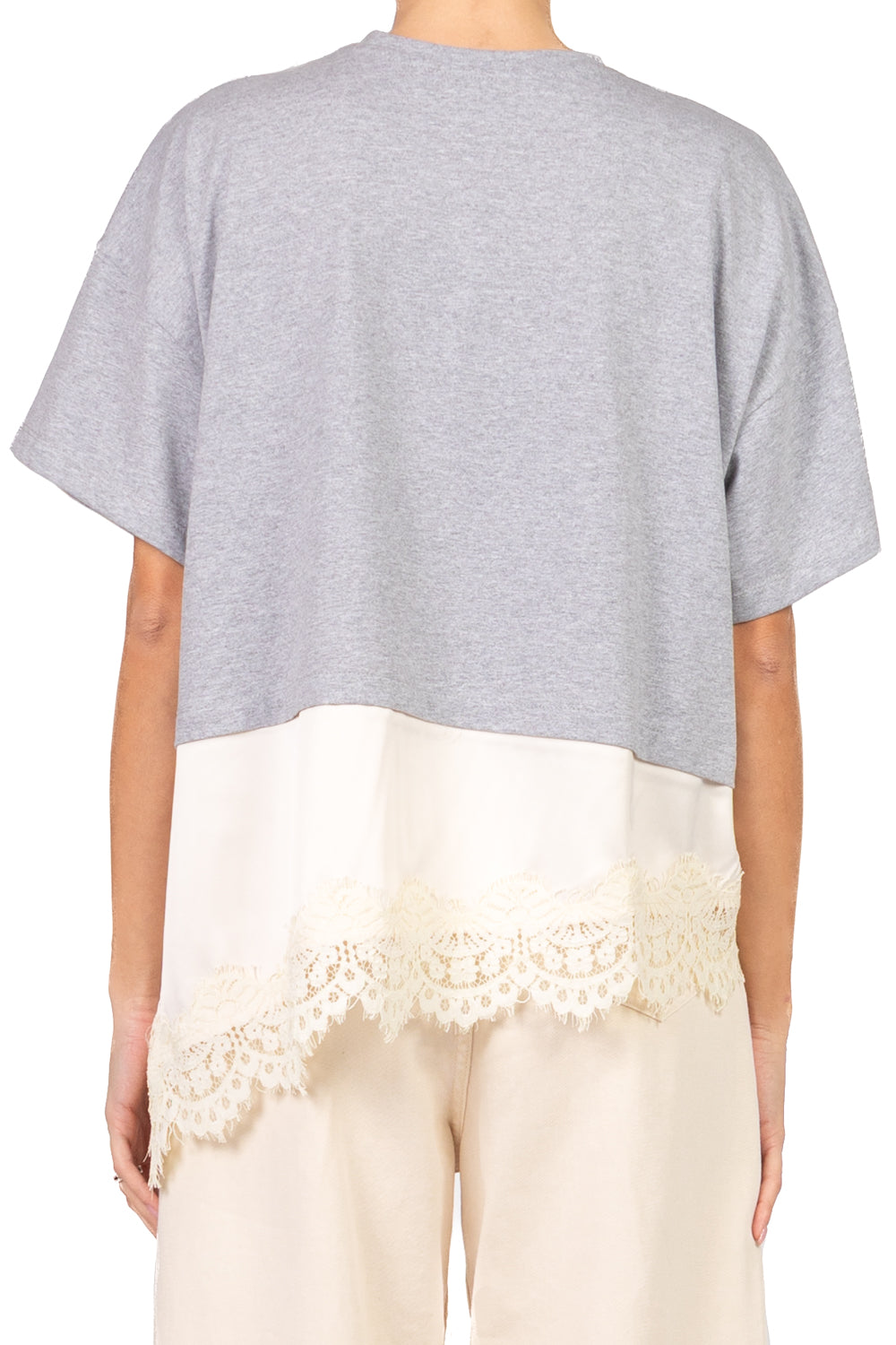 Dixie - T-shirt over con inserto satin e pizzo Art. T262A082