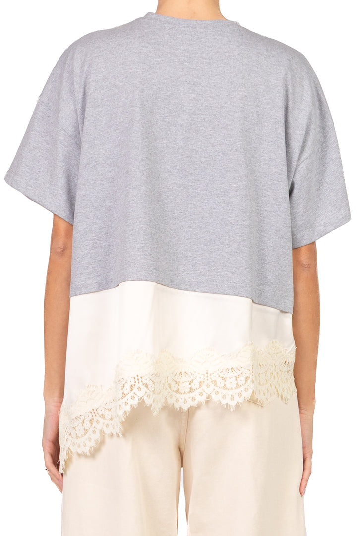 Dixie - T-shirt over con inserto satin e pizzo Art. T262A082