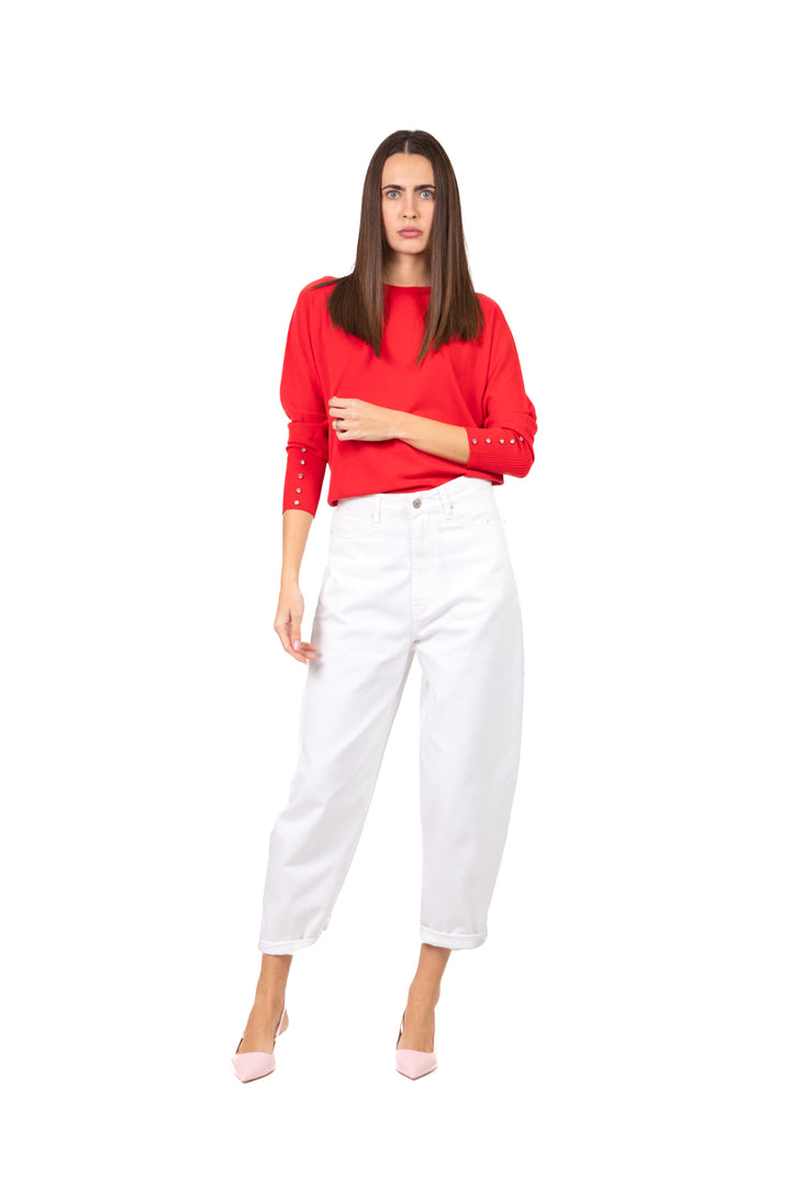 Tensione In - Maglia girocollo con applicazioni polsino Art. 16059