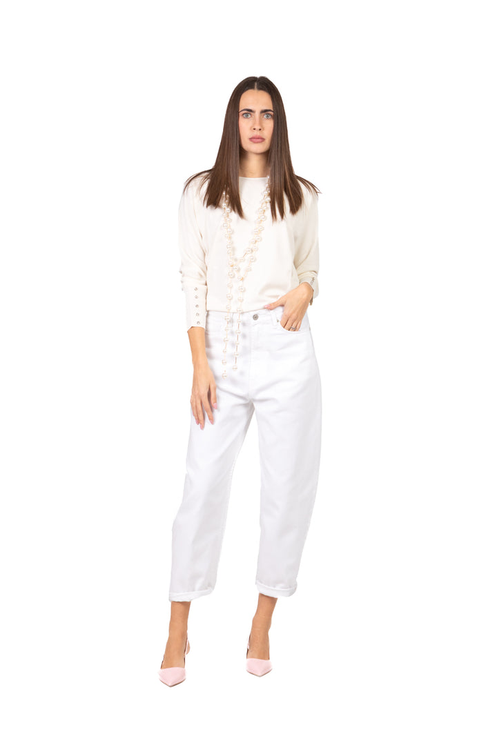 Tensione In - Maglia girocollo con applicazioni polsino Art. 16059