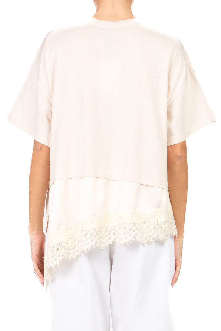 Dixie - T-shirt over con inserto satin e pizzo Art. T262A082