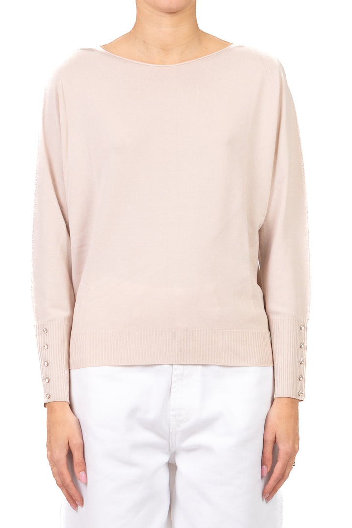 Tensione In - Maglia girocollo con applicazioni polsino Art. 16059